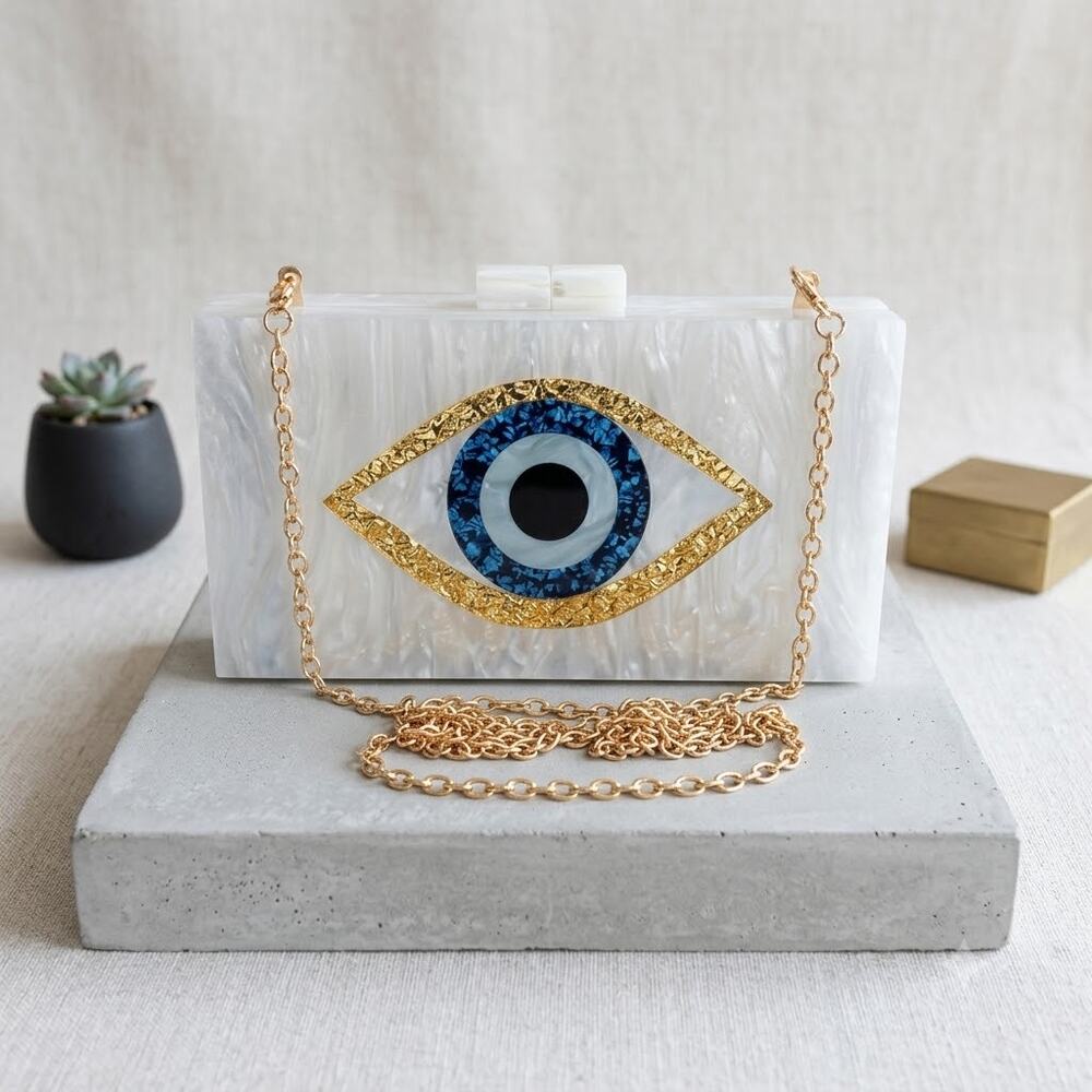 The Mystic Eye: Pearlized Acrylic Statement Clutch